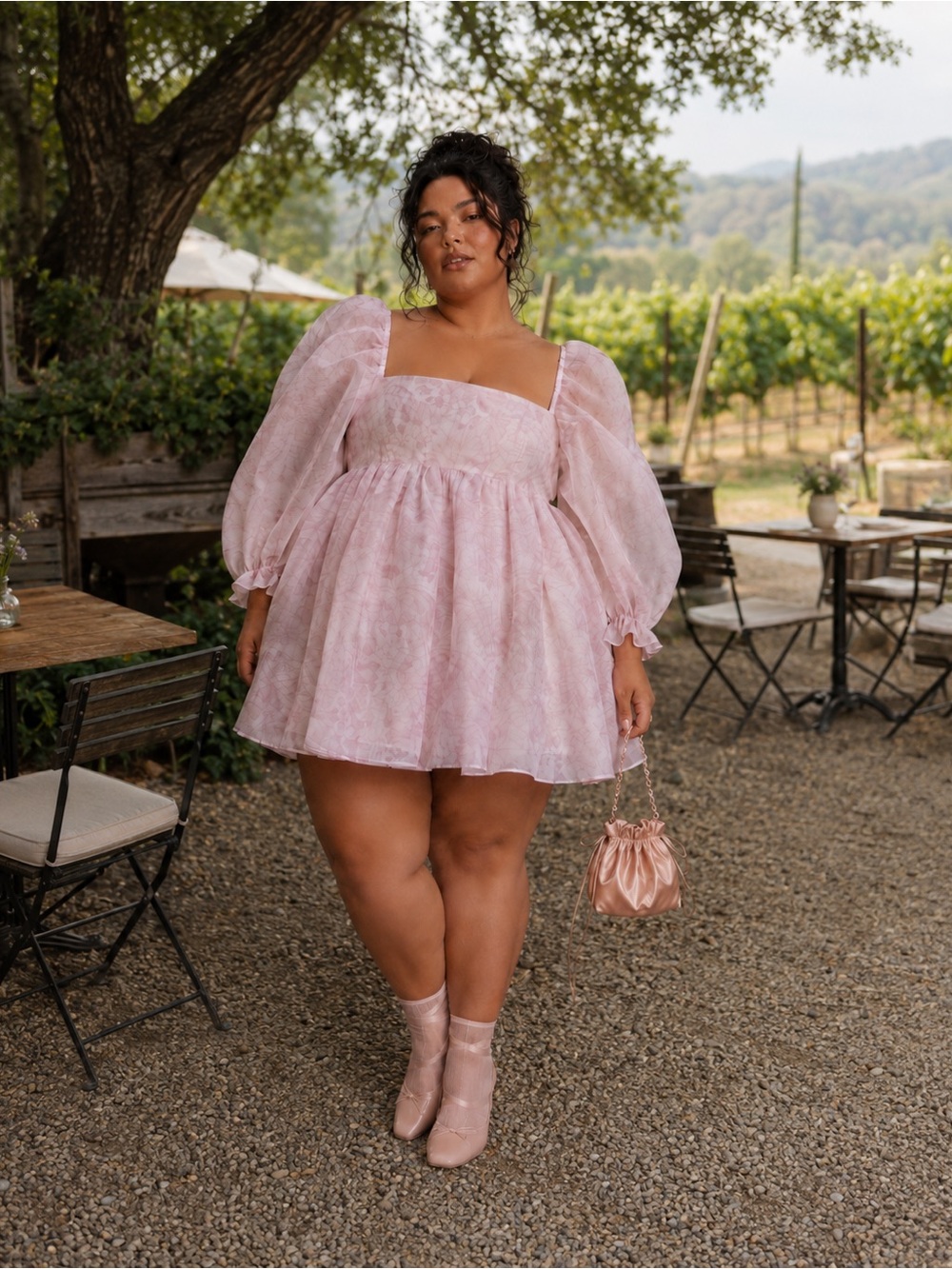Selkie Pale Pink Toile The Puff Mini Dress XL